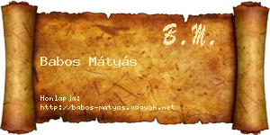 Babos Mátyás névjegykártya